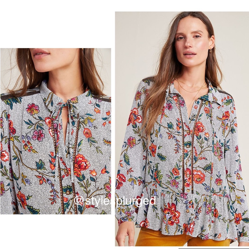 NWT ANTHRO Janie Flounced Peasant blouse size 6
